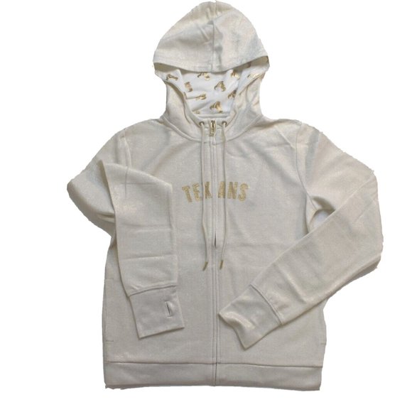 All-Sport Couture Womens NFL Houston Texans Cream Play Action Hoodie New - Picture 3 of 9